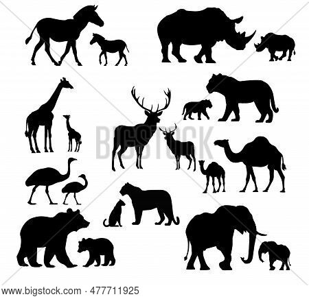 20 Vectors Silhoutte Animals Of Savanna, All Of Is Mamalia