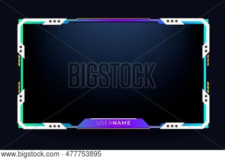Twitch Stream Panel Overlay Template. Digital Streaming Screen Interface. Live Video And Game Stream