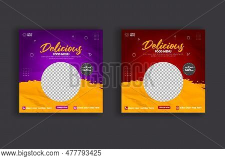 Vector Delicious Food Social Media Post And Food Menu Social Media Banner Template And Restaurant So