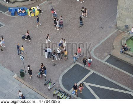 Aerial View Of Piazza Cln Square In Turin