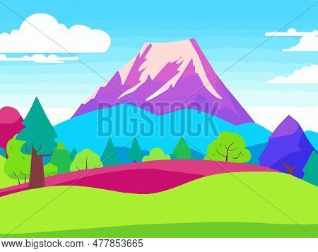 Landscape Of Mountain Flat Colorful Vector Illustration