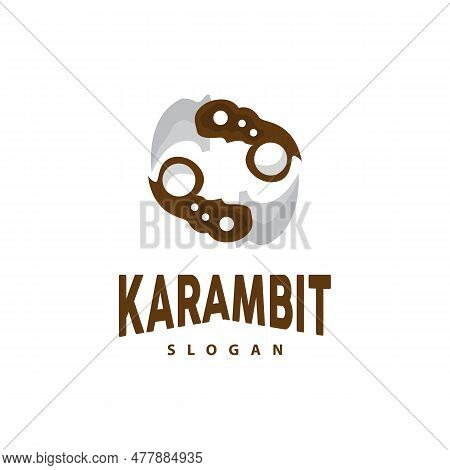Kerambit Logo, Indonesia Fighting Weapon Vector, Ninja Fighting Tool Simple Design, Template Illustr