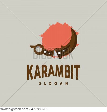 Kerambit Logo, Indonesia Fighting Weapon Vector, Ninja Fighting Tool Simple Design, Template Illustr