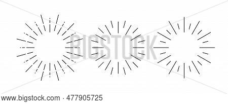 Star Burst Vector Vintage Circle Background Graphic Line Drawn Illustration. Star Burst Abstract Sun