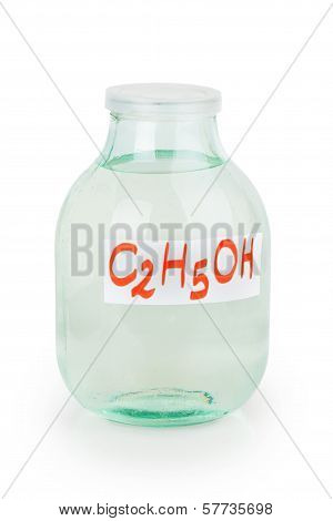 Closed Lid Three Liter Transparent Glass Jar Filled With Alcohol