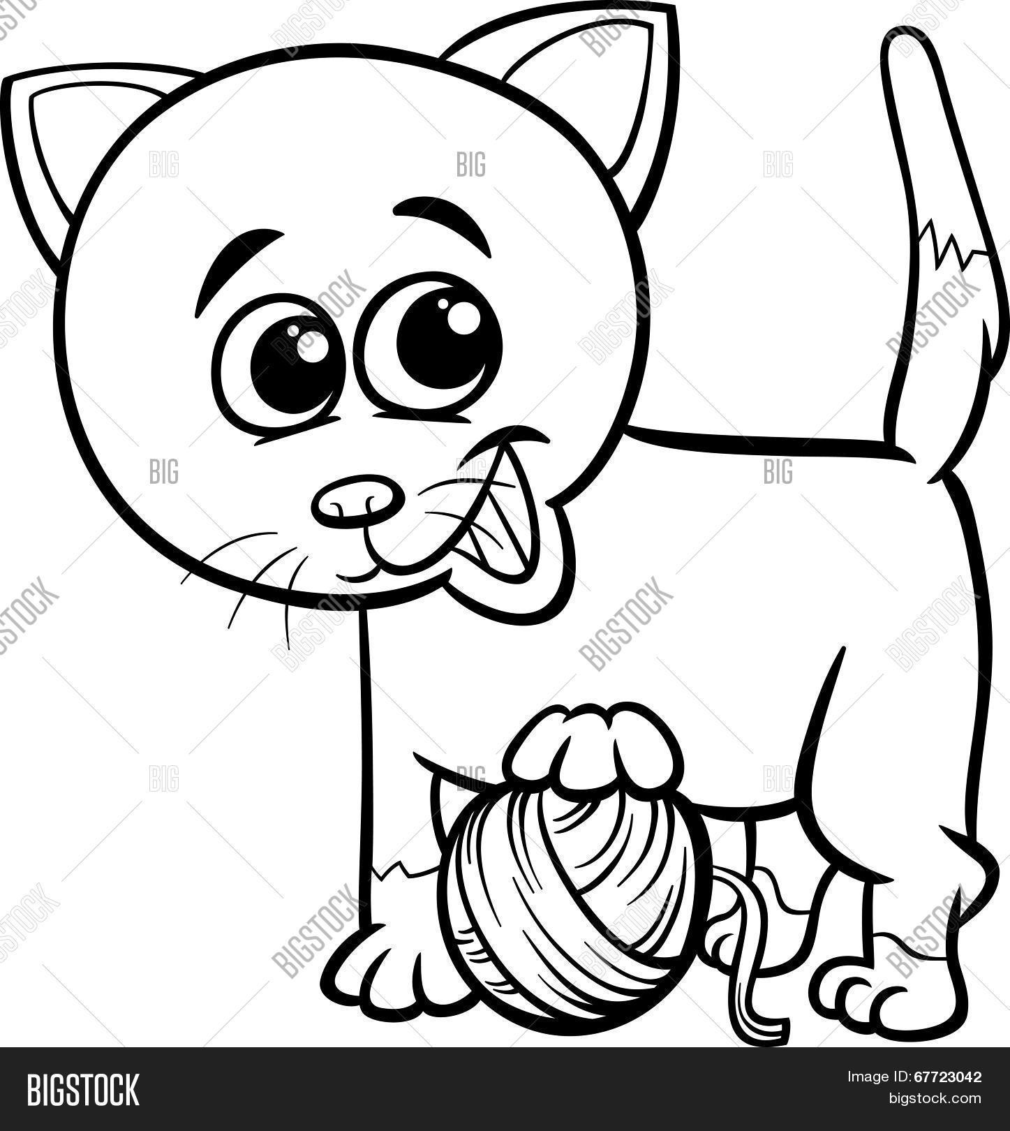 Cat Yarn Cartoon Vector & Photo (Free Trial) | Bigstock