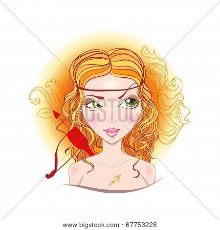 Vector illustration of Sagittarius zodiac sign.