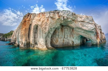blue caves on zakynthos island
