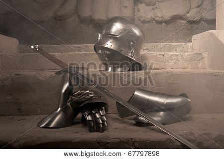 Medieval armor closeup portrait