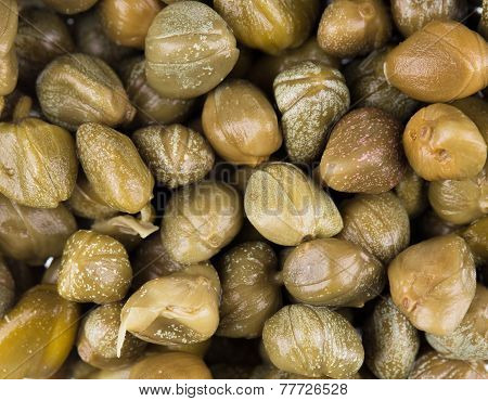 Green and appetizing capers.
