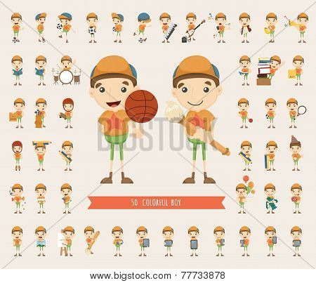 Set Of Boy Character Collection