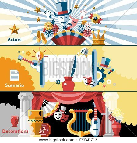 Theatre flat banner set