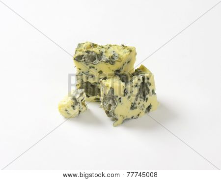 small pieces of roquefort cheese