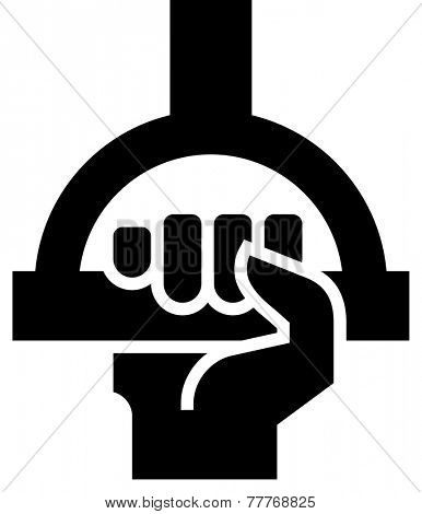 Hand holding straphanger icon