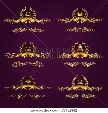 Luxury gold labels with laurel wreath