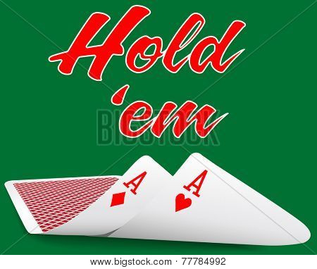 Pair of aces under as Texas Hold em winning poker hand cards