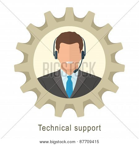 Technical support man with headphones