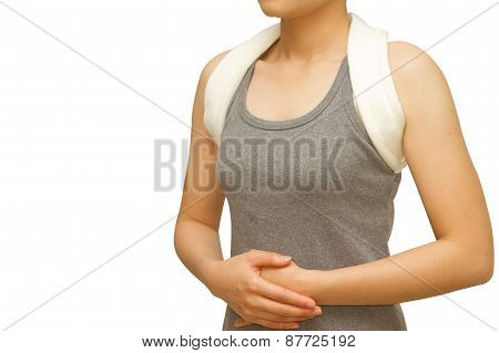 Woman Wearing A Shoulder Brace