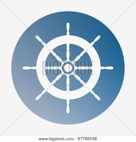 Pirate or sea icon, helm. Flat style vector illustration