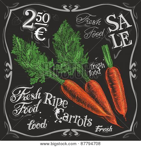 ripe carrots vector logo design template.  fresh vegetables, food or menu board icon.