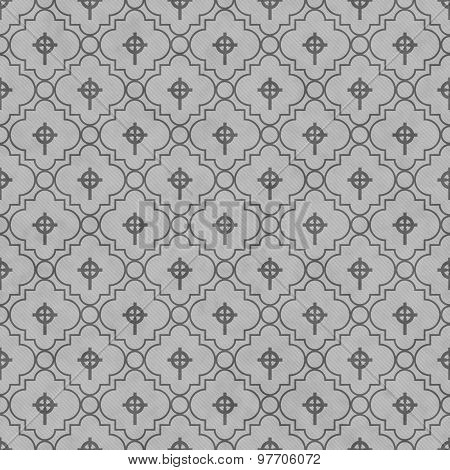 Gray Celtic Cross Symbol Tile Pattern Repeat Background