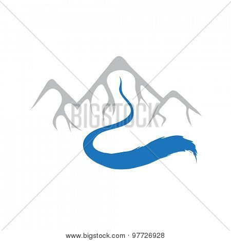 Mountain and river, vector logo illustration