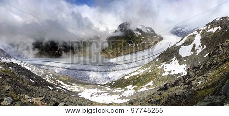 Aletsch Glacier, The Largest Gracier In Alps.