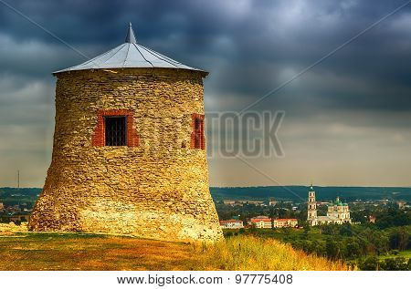 Stone Watchtower Damn Elabuga Settlement Of Tatarstan, Russia