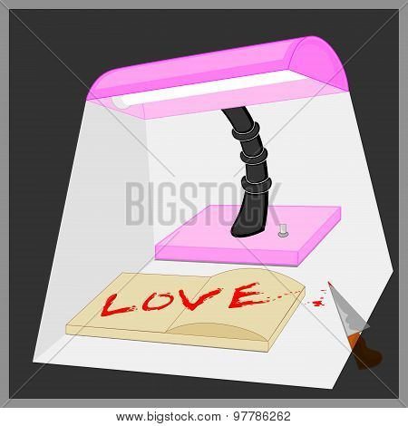 Light From The Lamp Shines On Love Word On The Book
