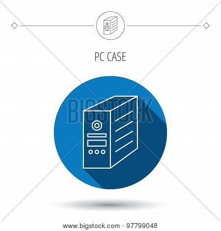 Computer server icon. PC case or tower sign.