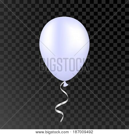 Vector white bunche balloons on a transparent background. 3d realistic happy holidays flying air helium balloons. Party decorations for birthday, wedding design.