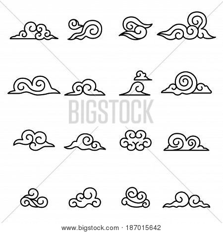 Abstract Cloud Chinese Cloud Curl cloud Decoration cloud icon set Vector illustration Graphic design