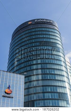 Utrecht The Netherlands - March 23 2017: RABO bank building in Utrecht.
