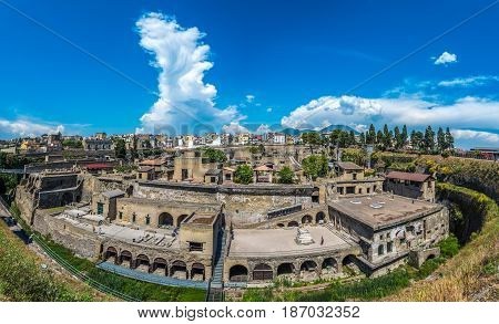 Panoramic View Of Herculaneum Ancient Roman Ruins