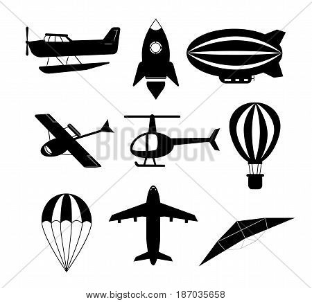 set of air transports. Vector. Different air transports