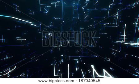 The Surface Of Technology With Lines Of Chaos And Grid Is An Abstract Computer Image With Chromatic