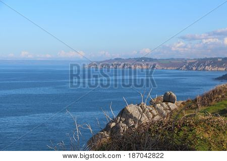 Coast and sea in Douarnenez Bay in Brittany
