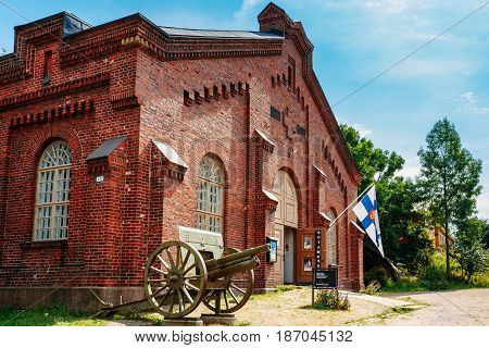 Helsinki, Finland. Military Museums Manege Building On Fortress Island Of Suomenlinna Or Sveaborg Near Helsinki, Finland.