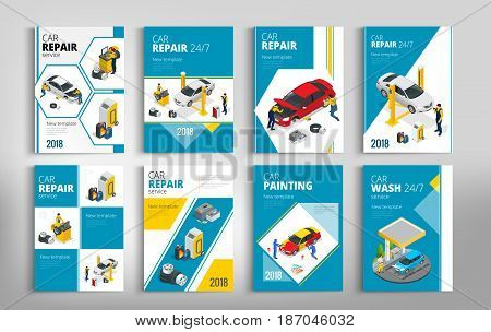 Flyers for Car repair or car service concept. Template of flyear, magazines, posters, book cover, banners. Layout vector illustrations modern pages.