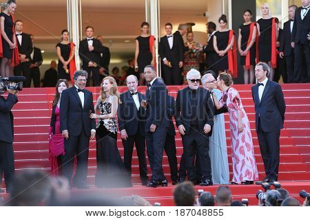 Will Smith, Pedro Almodovar attends the 'Ismael's Ghosts (Les Fantomes d'Ismael)' screening and Opening Gala during the 70th annual Cannes Film Festival at Palais  on May 17, 2017 in Cannes, France.