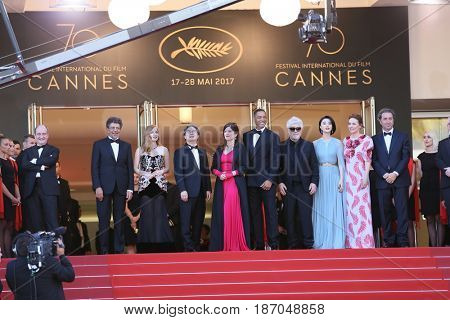 Will Smith, Pedro Almodovar attends the 'Ismael's Ghosts (Les Fantomes d'Ismael)' screening and Opening Gala during the 70th annual Cannes Film Festival at Palais  on May 17, 2017 in Cannes, France.