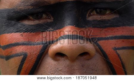 Closeup of Native Brazilian Indian Man