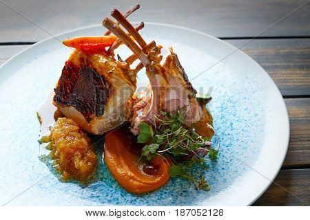 Lamb ribs with sweet potato parmentier recipe cuisine