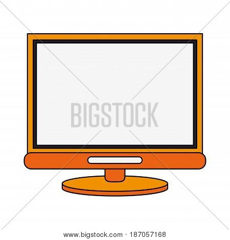 color image cartoon front view computer display with base vector illustration