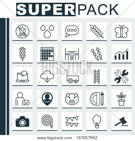 Set Of 25 Universal Editable Icons. Can Be Used For Web, Mobile And App Design. Includes Elements Such As Globetrotter, Departure Information, Scale Line Chart And More.