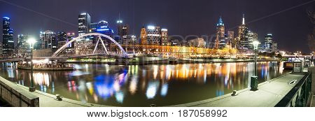 Melbourne night life panorama view one of the most liveable city in the world, Victoria state of Australia.