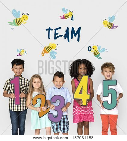 Kids Children Friendship Together Team Bee Graphic