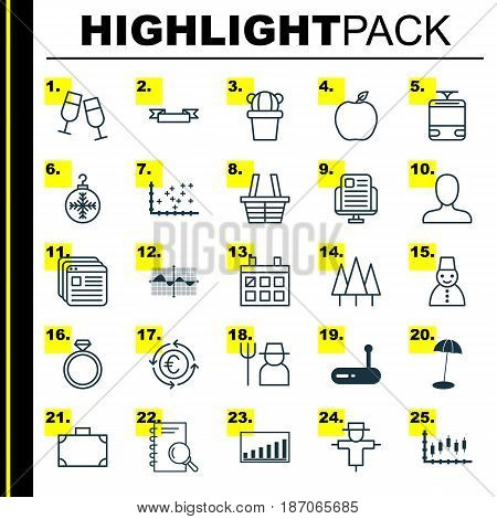 Set Of 25 Universal Editable Icons. Can Be Used For Web, Mobile And App Design. Includes Elements Such As Wedding Jewel, Tree Toy, Bugbear And More.