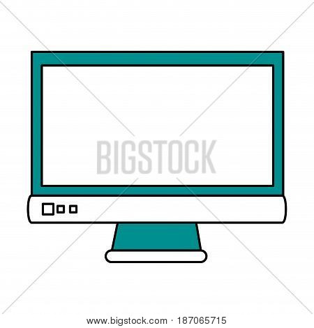 color silhouette image cartoon front view computer display with buttons vector illustration