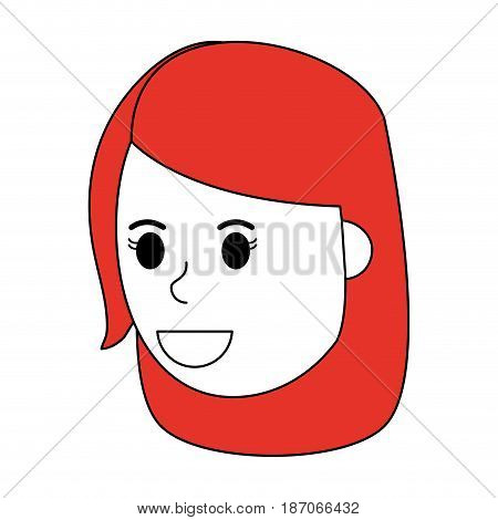 color silhouette image cartoon side view face girl with redhair short vector illustration